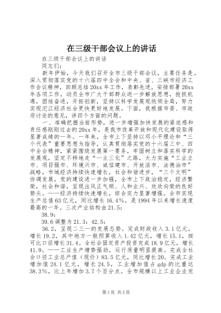 在三级干部会议上的讲话