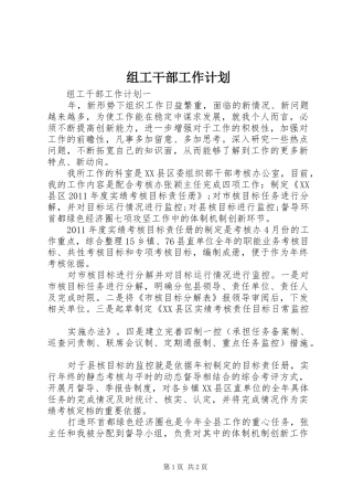 组工干部工作计划 