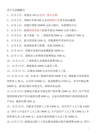 会计分录习题及答案(从业必备练习)