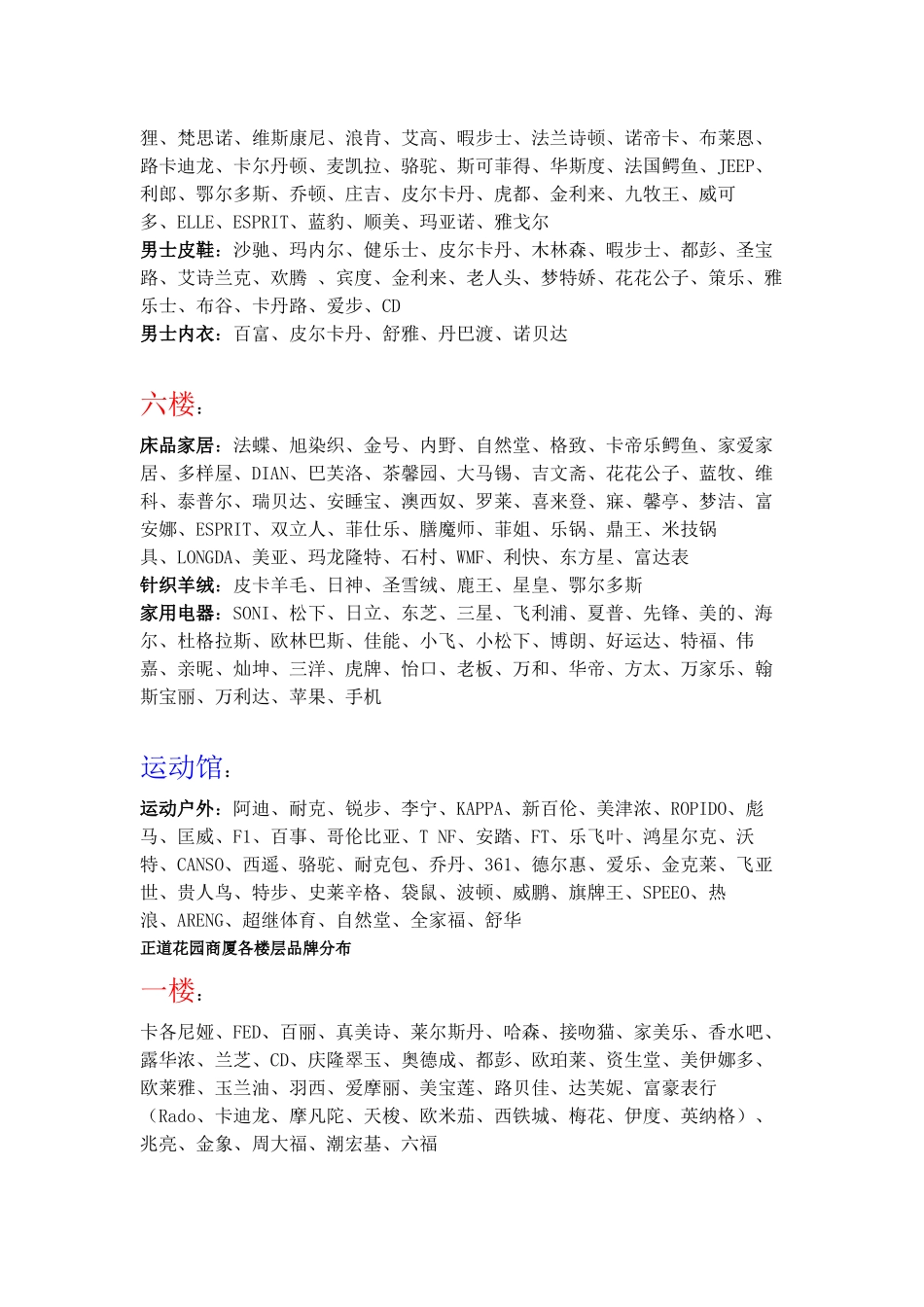 郑州市各大商场品牌分布概况_第3页