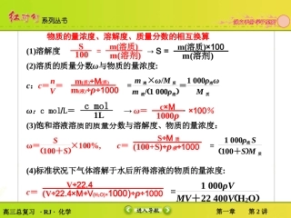 物质的量浓度、溶解度、质量分数的相互换算