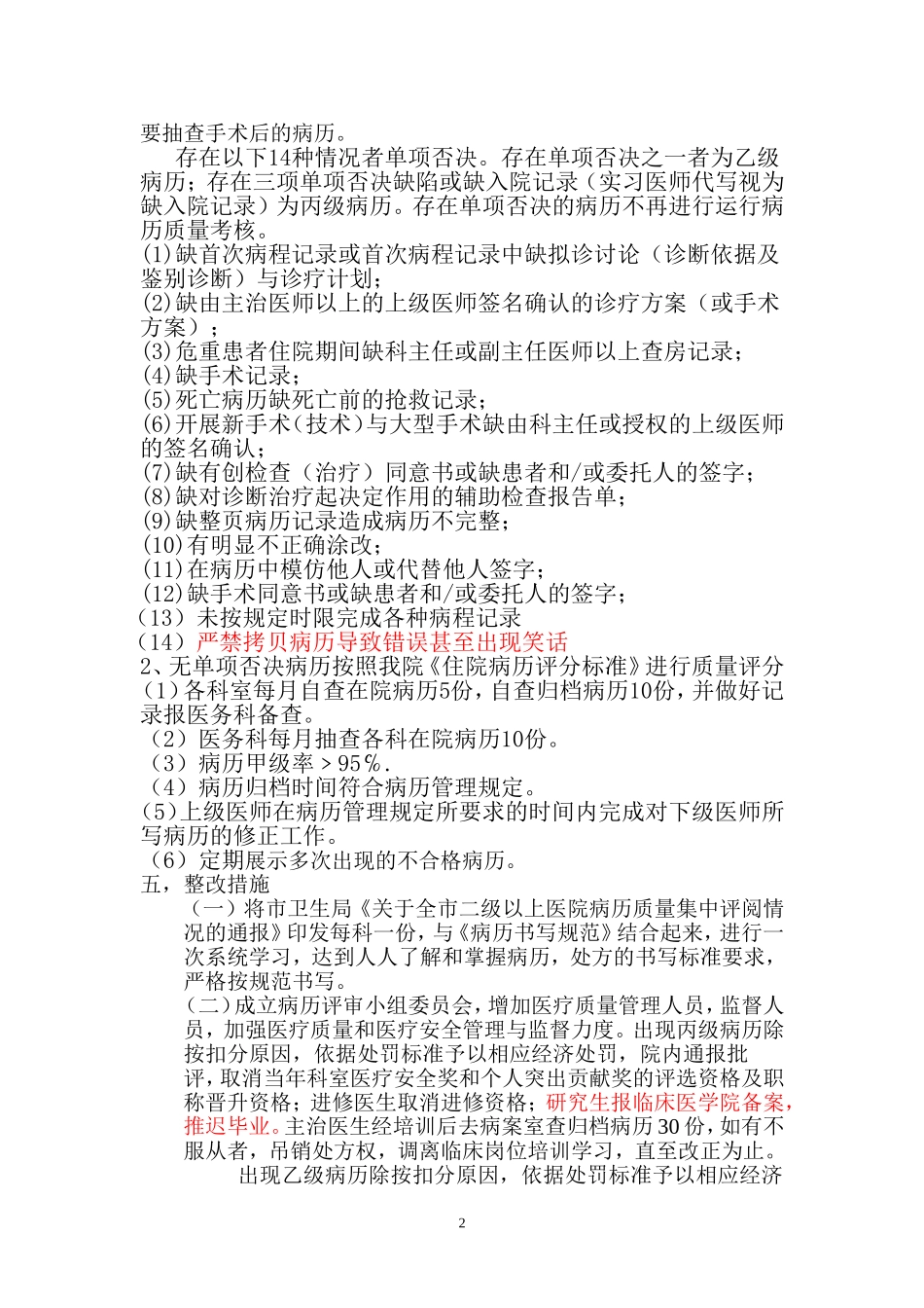 医院病历质量考核方案_第2页