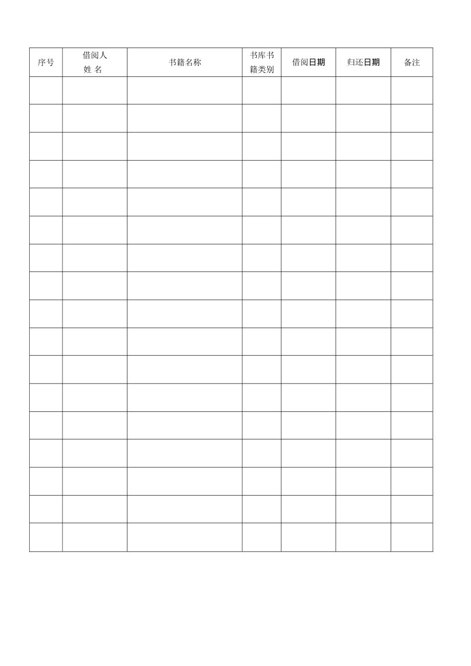 小学图书室借阅登记表_第2页