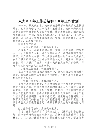 人大××年工作总结和××年工作计划 