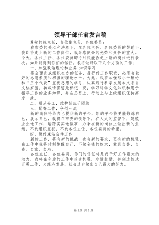 领导干部任前发言稿