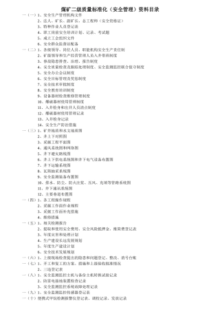 煤矿二级质量标准化资料目录
