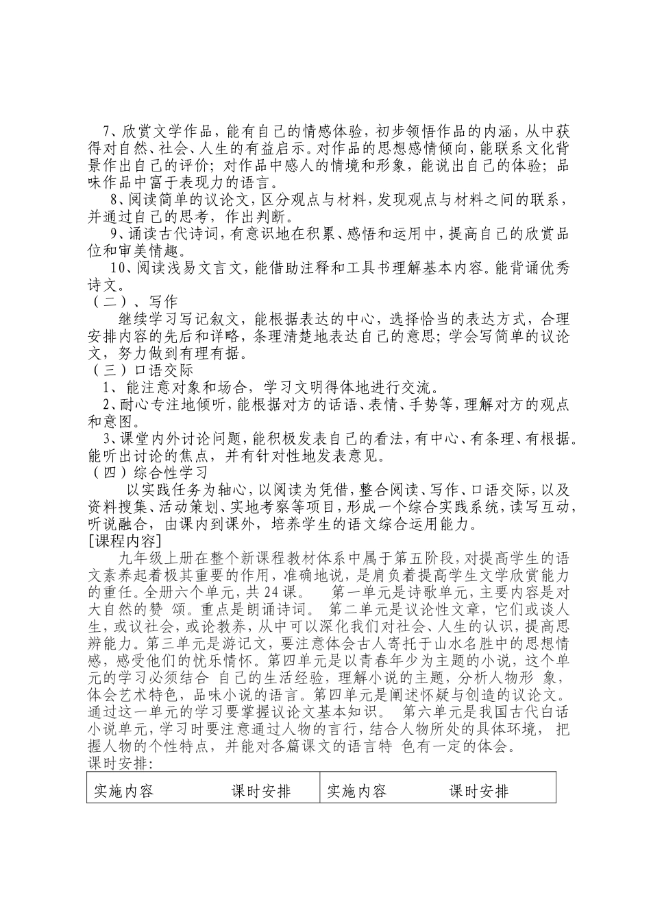 九年级语文上册课程纲要_第2页