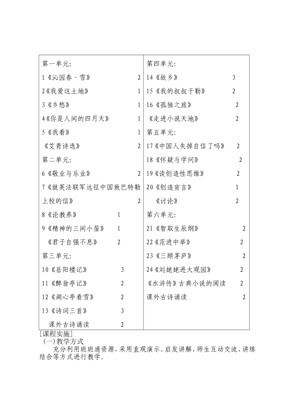 九年级语文上册课程纲要_第3页