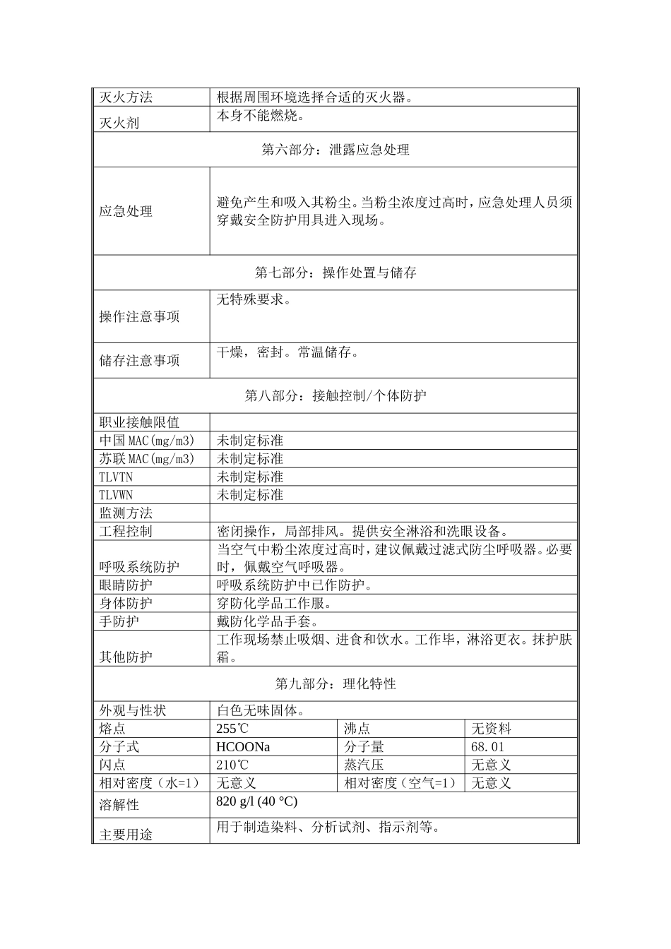 甲酸钠-化学品安全技术说明书(MSDS)_第2页
