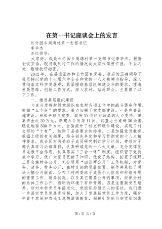 在第一书记座谈会上的发言