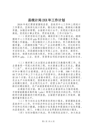 县统计局2XX年工作计划
