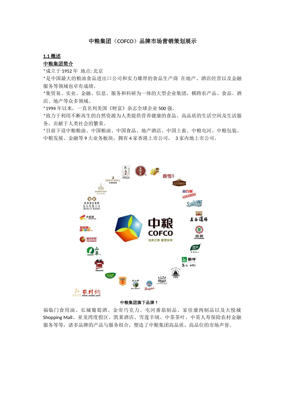 中粮集团(COFCO)品牌市场营销策划展示_第1页