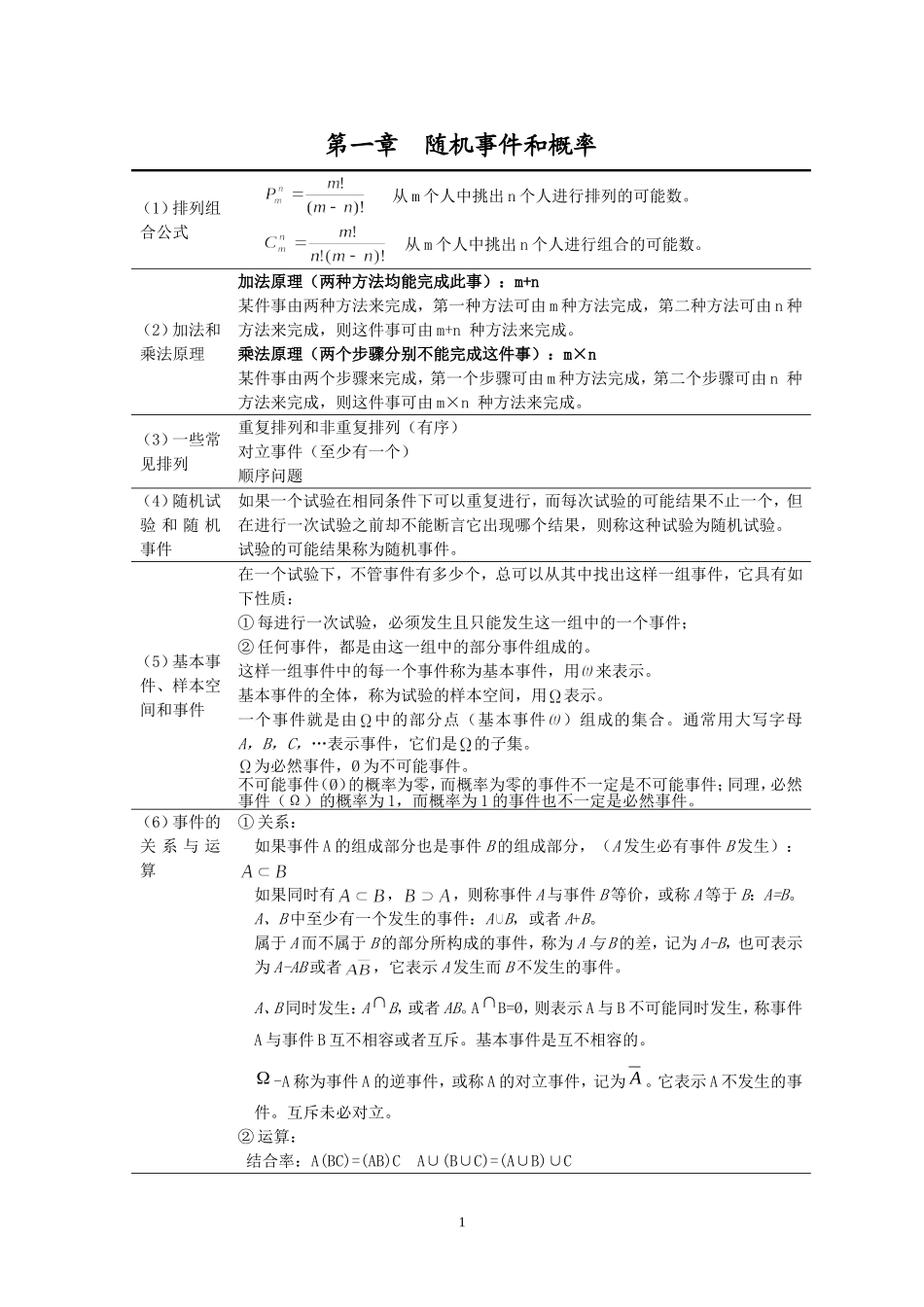 概率统计公式大全(复习重点)_第1页