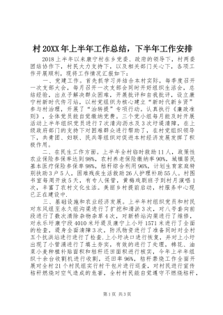 村20XX年上半年工作总结，下半年工作安排