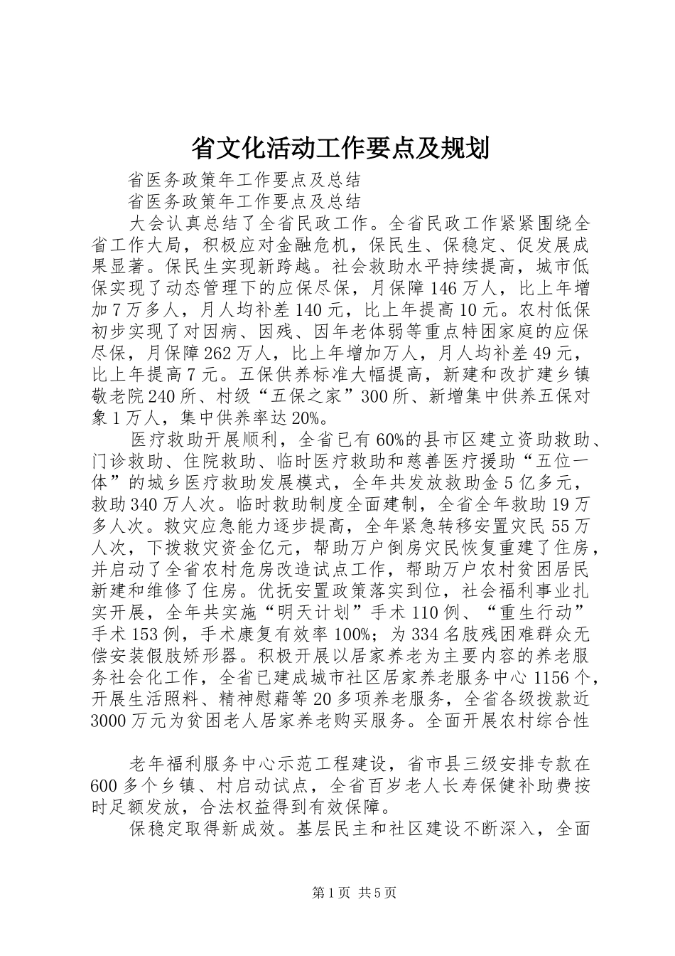 省文化活动工作要点及规划 _第1页