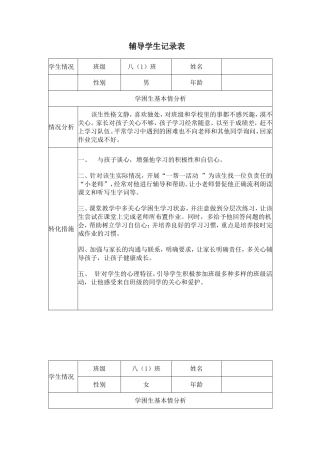 教师辅导学生记录表