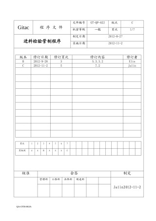 进料检验管制程序