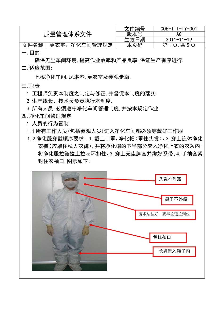 更衣室、净化车间管理规定(原创)_第1页