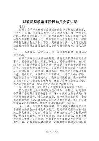 财政局整改落实阶段动员会议讲话
