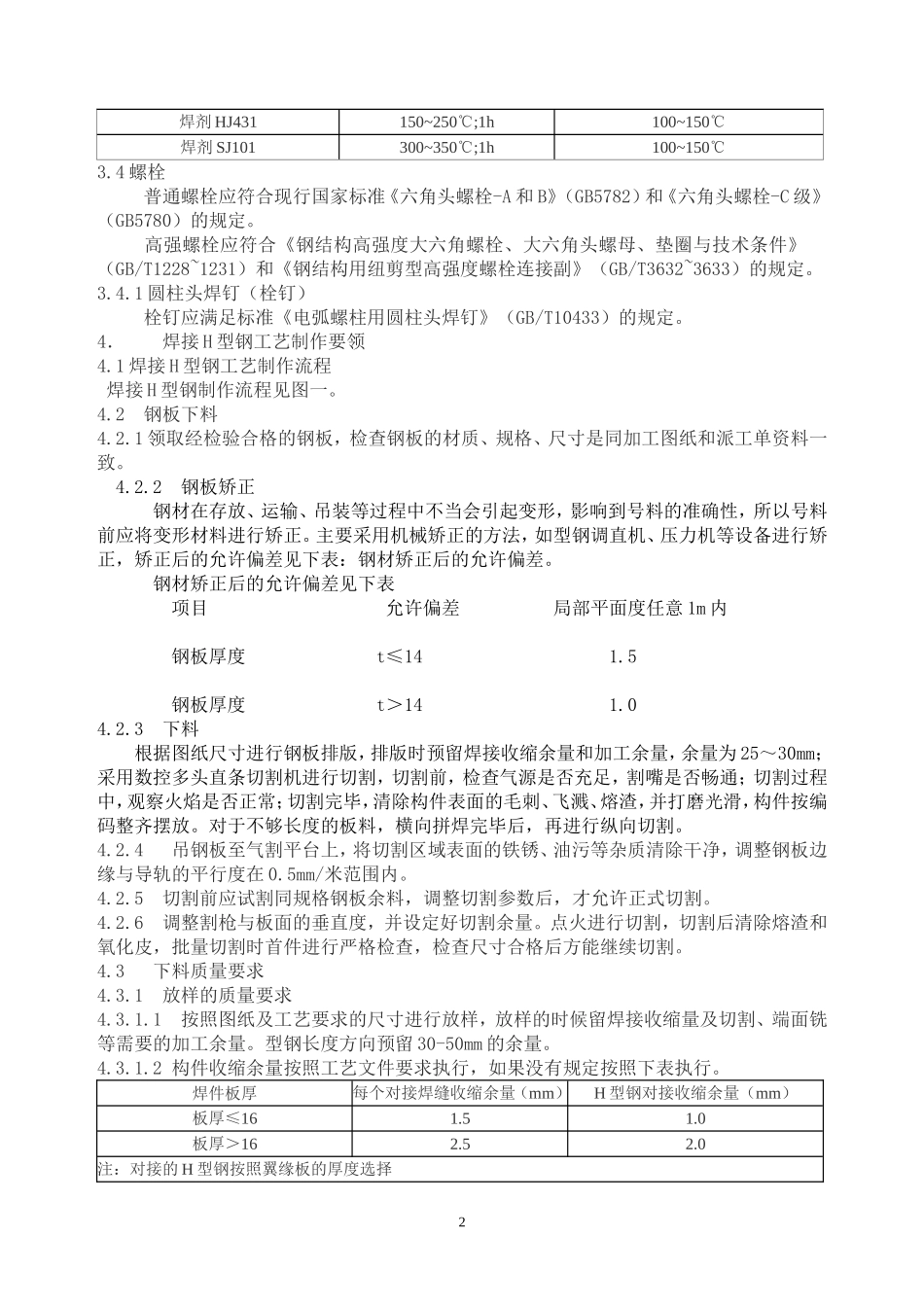 焊接H型钢制作工艺规程_第2页