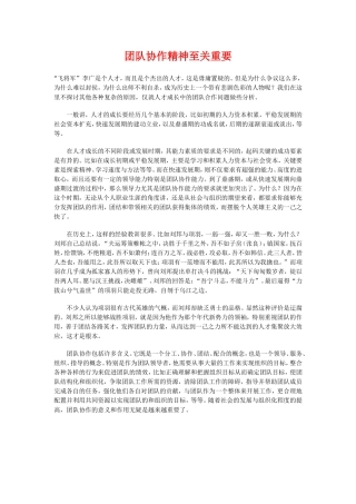 团队协作精神至关重要