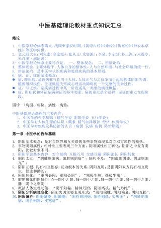 中医基础理论重点知识汇总