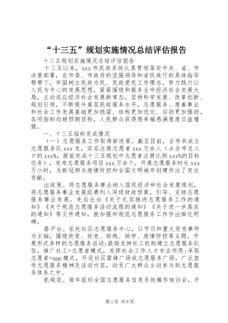 “十三五”规划实施情况总结评估报告 