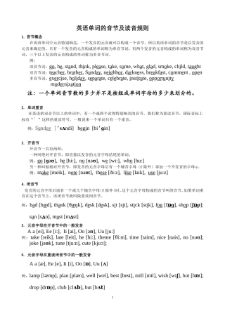 英语单词的音节及读音规则