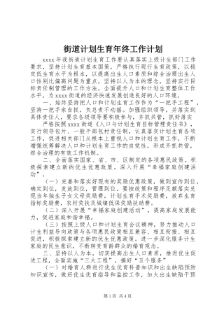 街道计划生育年终工作计划 