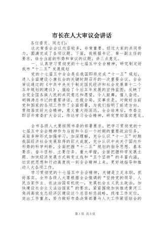 市长在人大审议会讲话