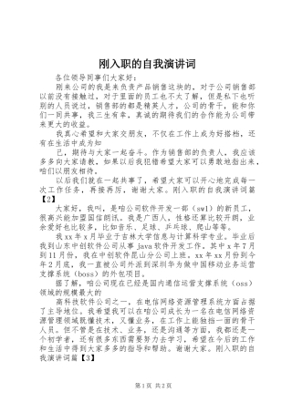 刚入职的自我演讲词