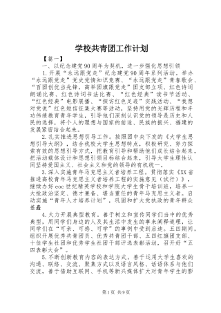 学校共青团工作计划 