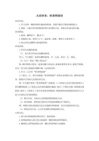 大班体育：转身网接球