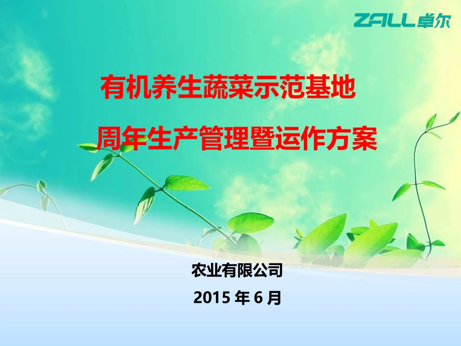 有机养生蔬菜示范基地规划及运营方案_第1页