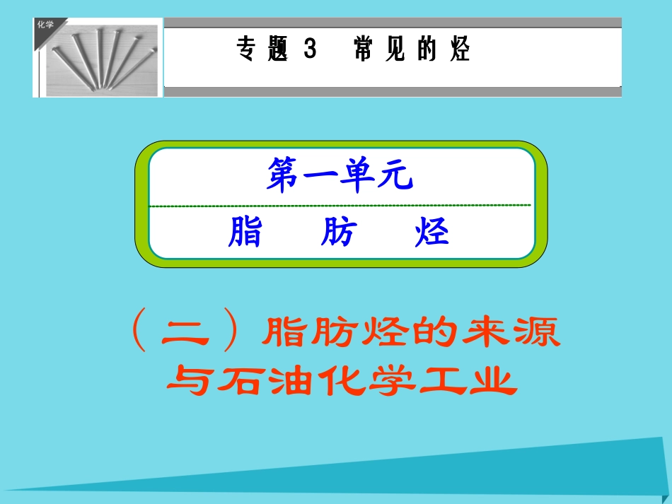 高中化学 3.1 脂肪烃的来源与石油化学工业课件 苏教版选修5_第1页