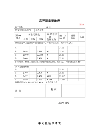 高程测量记录表 (2)