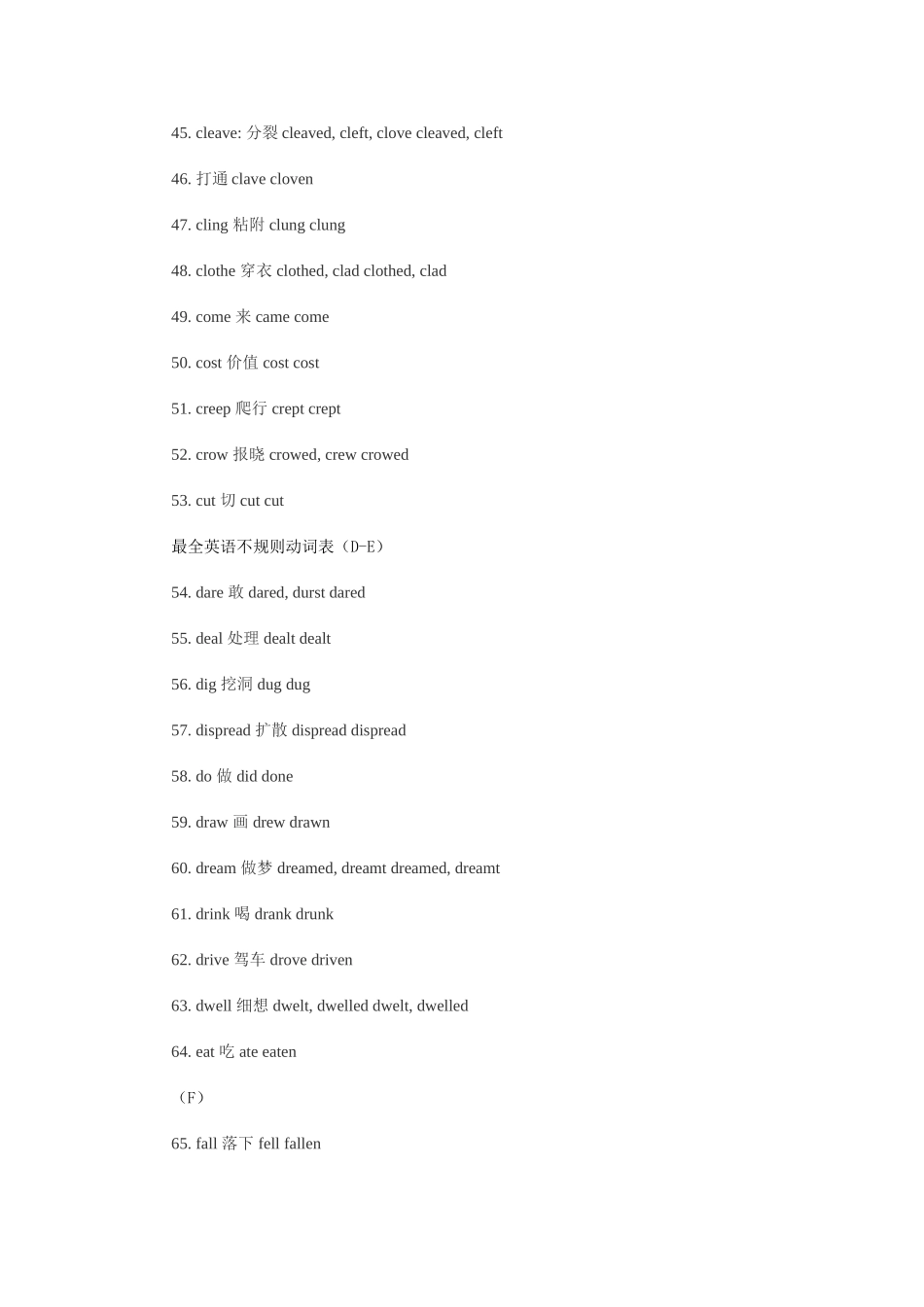 最全英语不规则动词表_第3页