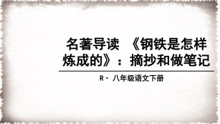 名著导读 《钢铁是怎样炼成的》：摘抄和做笔记
