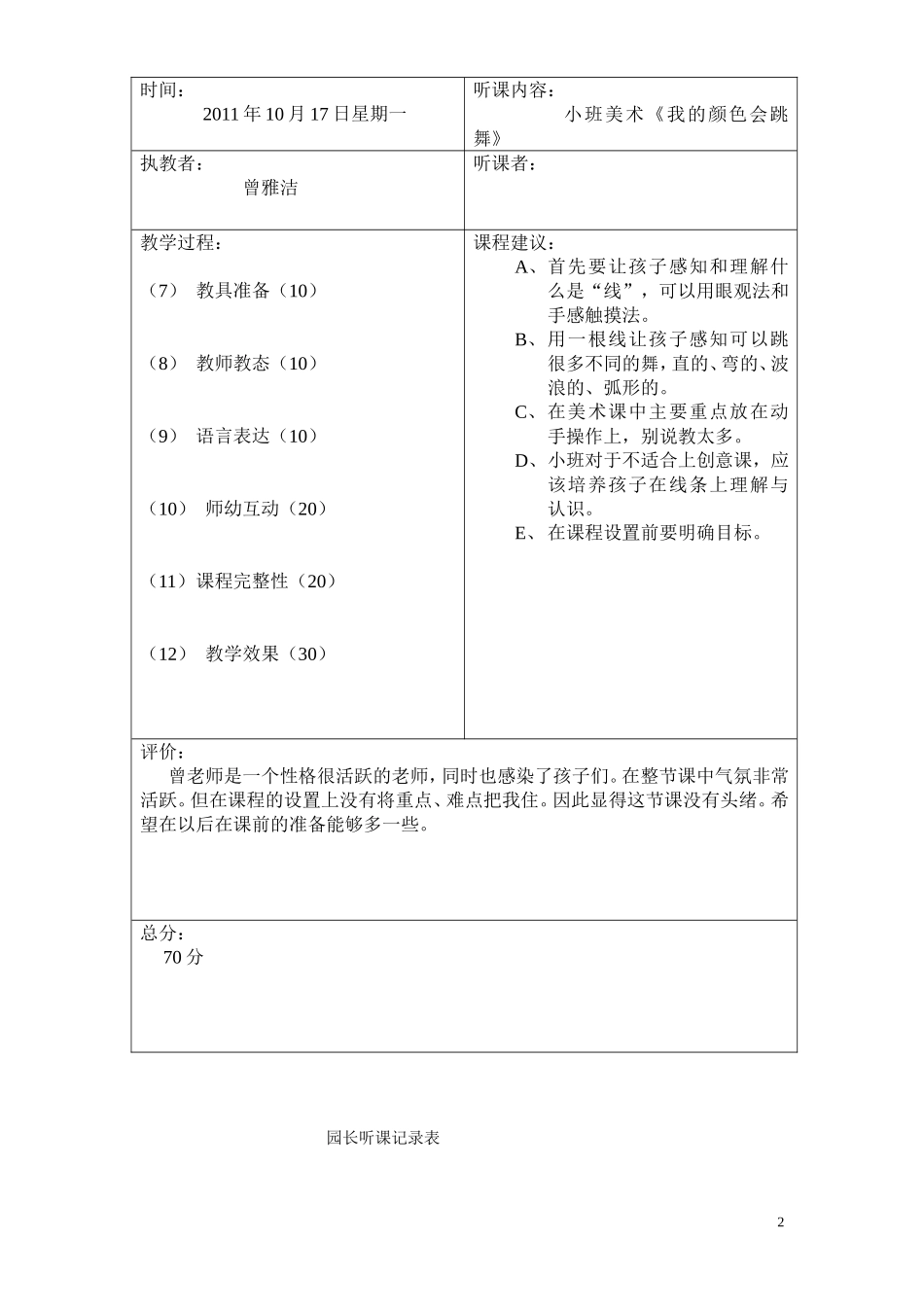 园长听课记录表_第2页