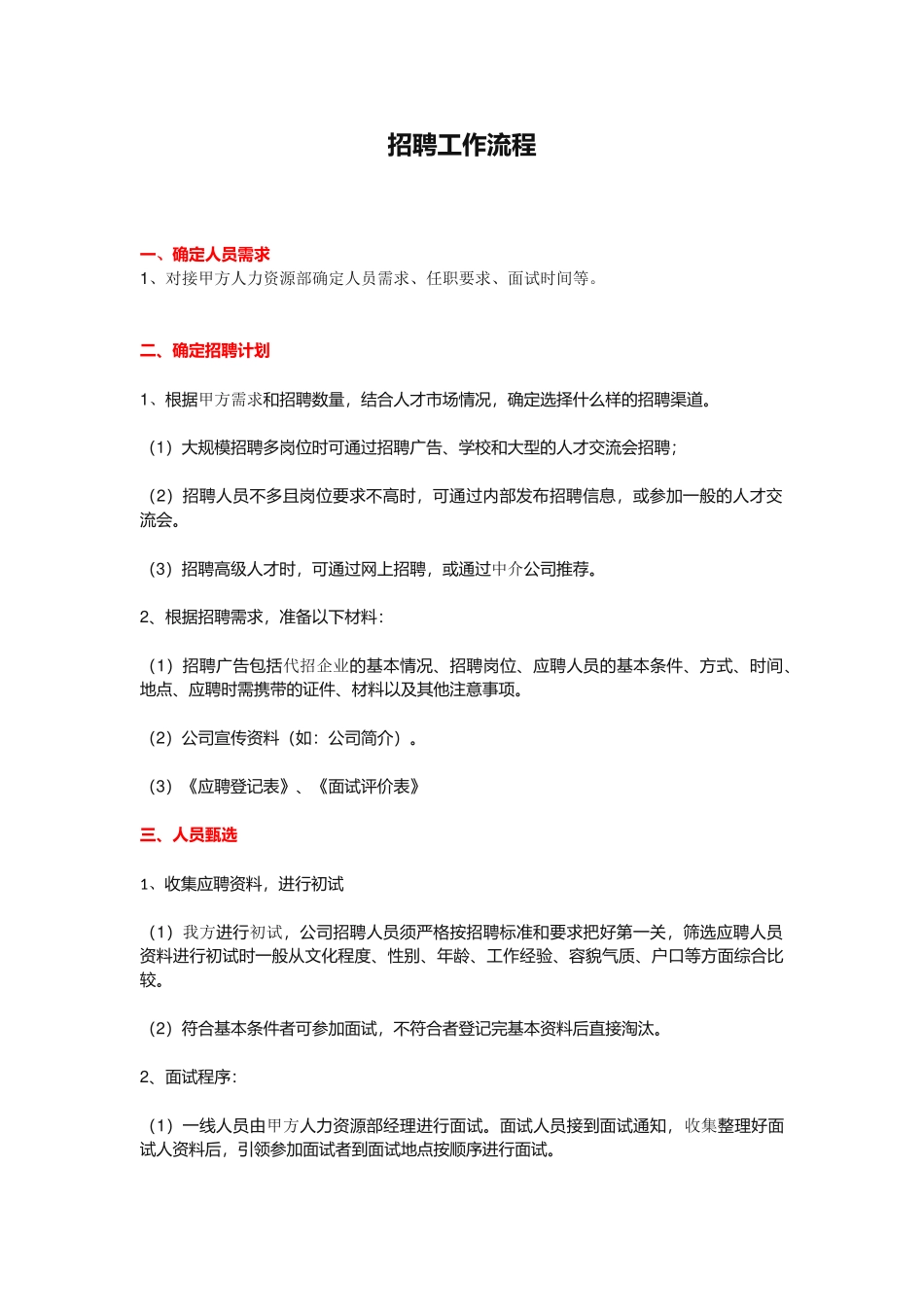 招聘专员工作流程_第1页