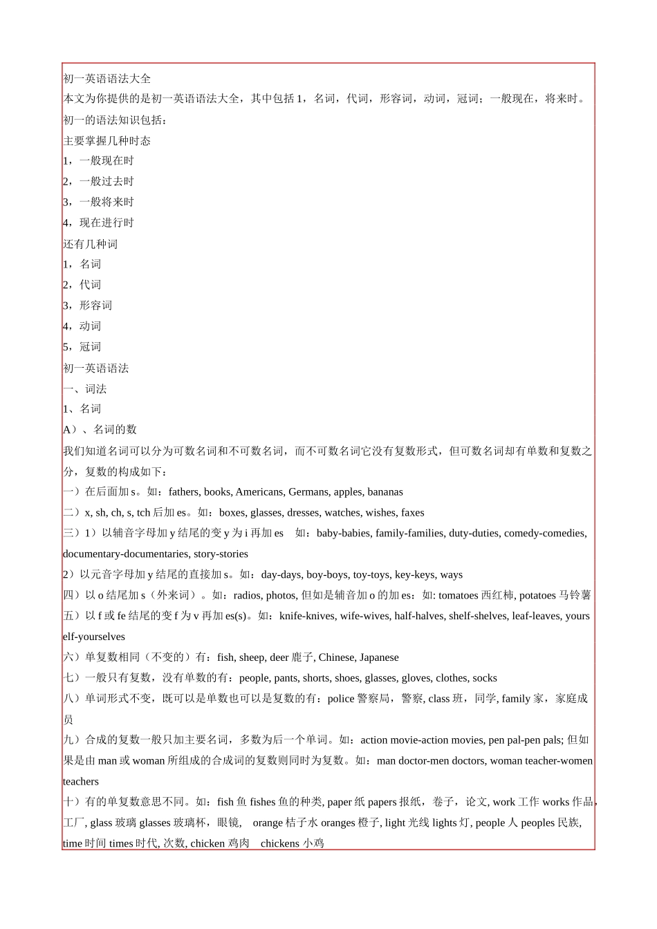 初一英语语法大全_第1页