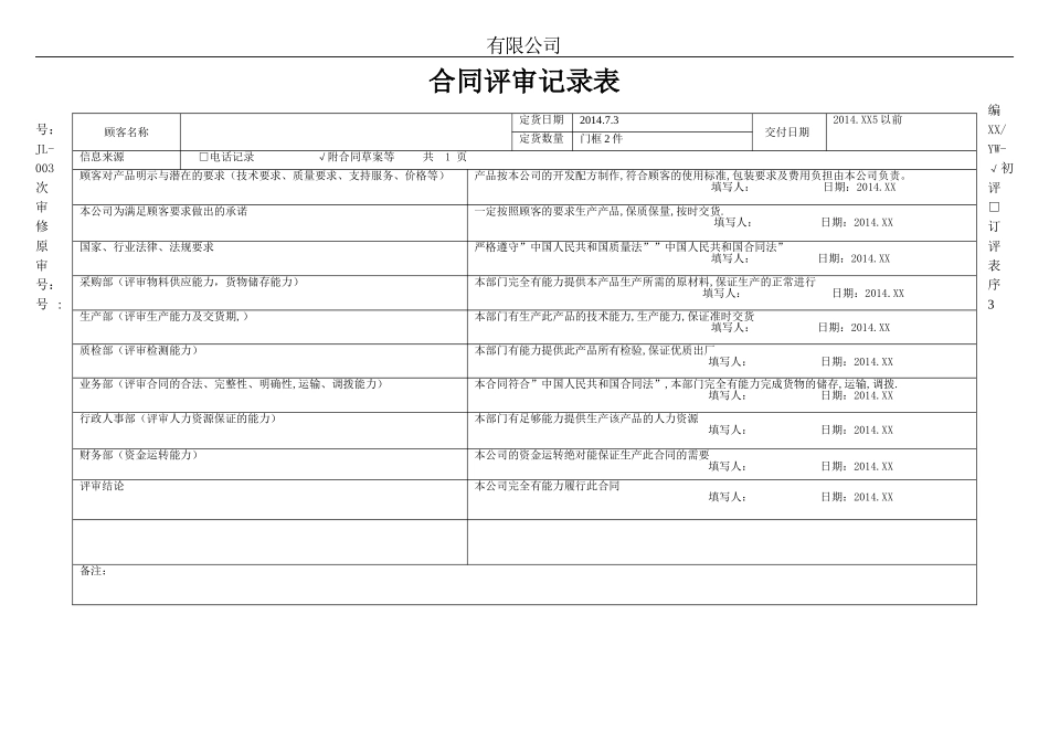 合同评审记录表_第3页