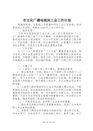 市文化广播电视局工会工作计划 