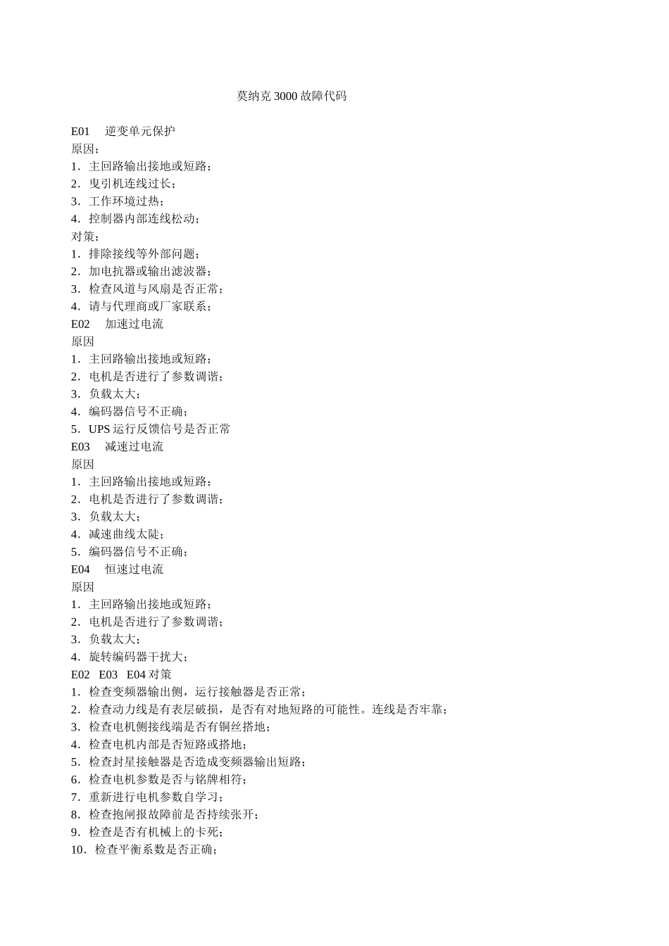 默纳克3000故障及对策_第1页