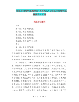 党组书记述职述廉报告(多篇范文)与党组书记述职述廉报告1汇编