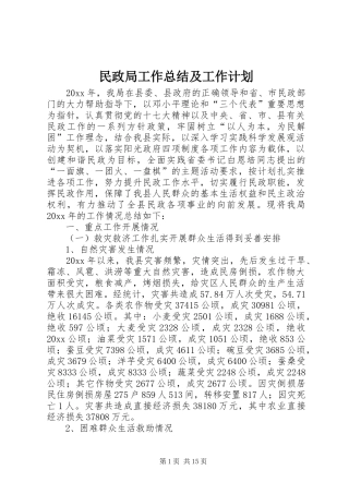 民政局工作总结及工作计划 