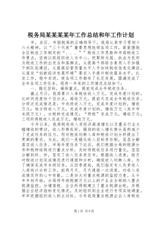 税务局某某某某年工作总结和年工作计划 