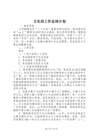 文化局工作总体计划 