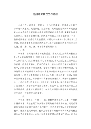 新进教师转正工作总结