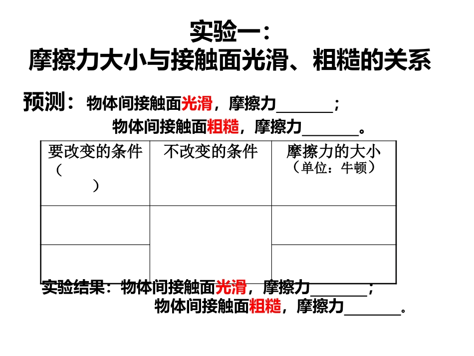《运动与摩擦》实验表格_第1页